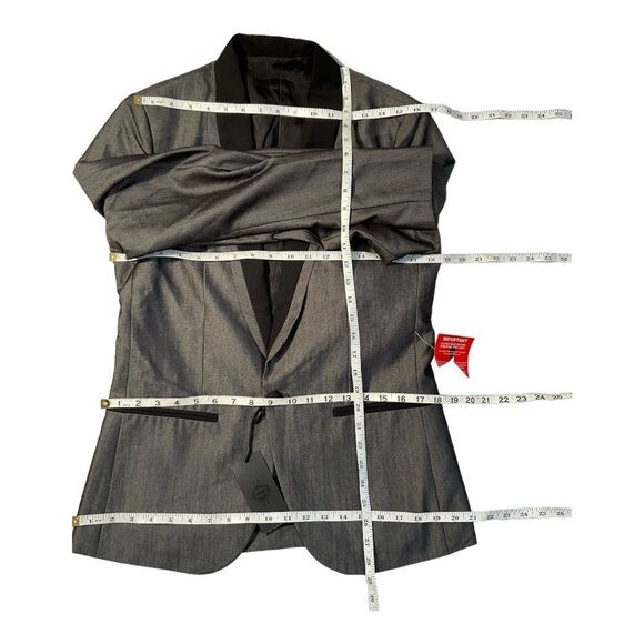 ASOS DESIGN Men’s Silver Black Skinny Tuxedo Blazer Jacket Long Sleeve Size 38 - Picture 8 of 13